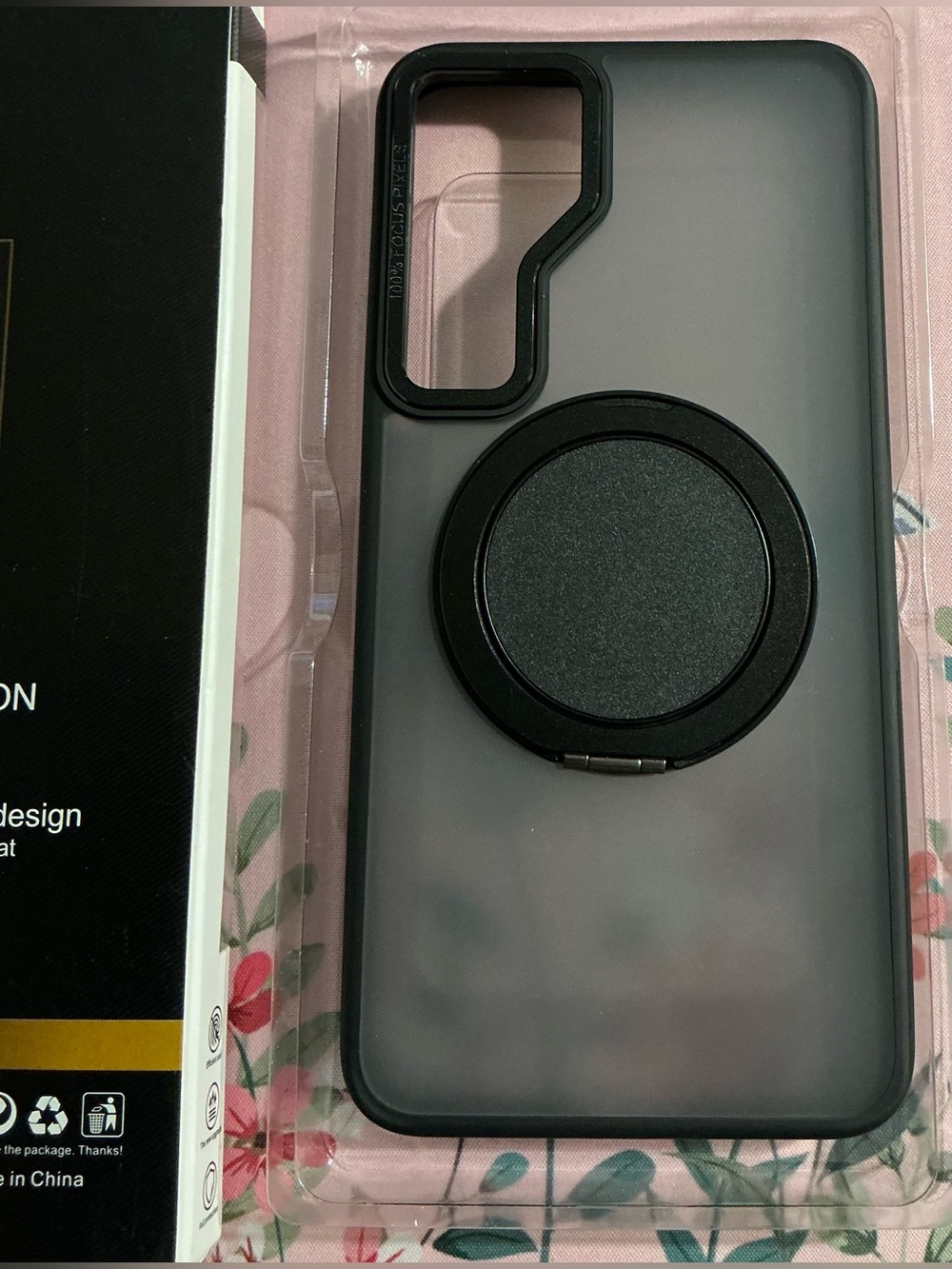 Black Clear Protective Phone Case with Ring Grip- Samsung Galaxy S24 - Picture 3 of 5